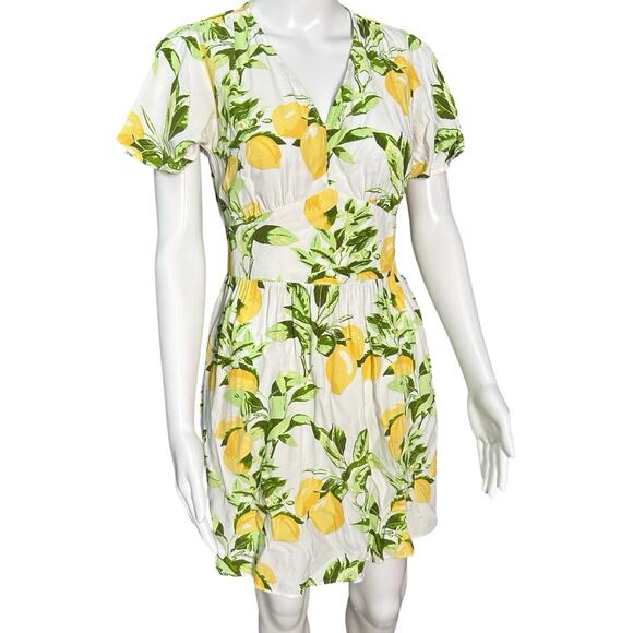 LOFT Dresses & Skirts - Loft Womens White Summer Lemon Casual Midi Dress Flutter Pockets Sz 4p coquette